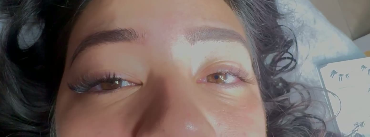 Symmetry check of a completed brow and lash set at the InstaBrows by Kyara studio