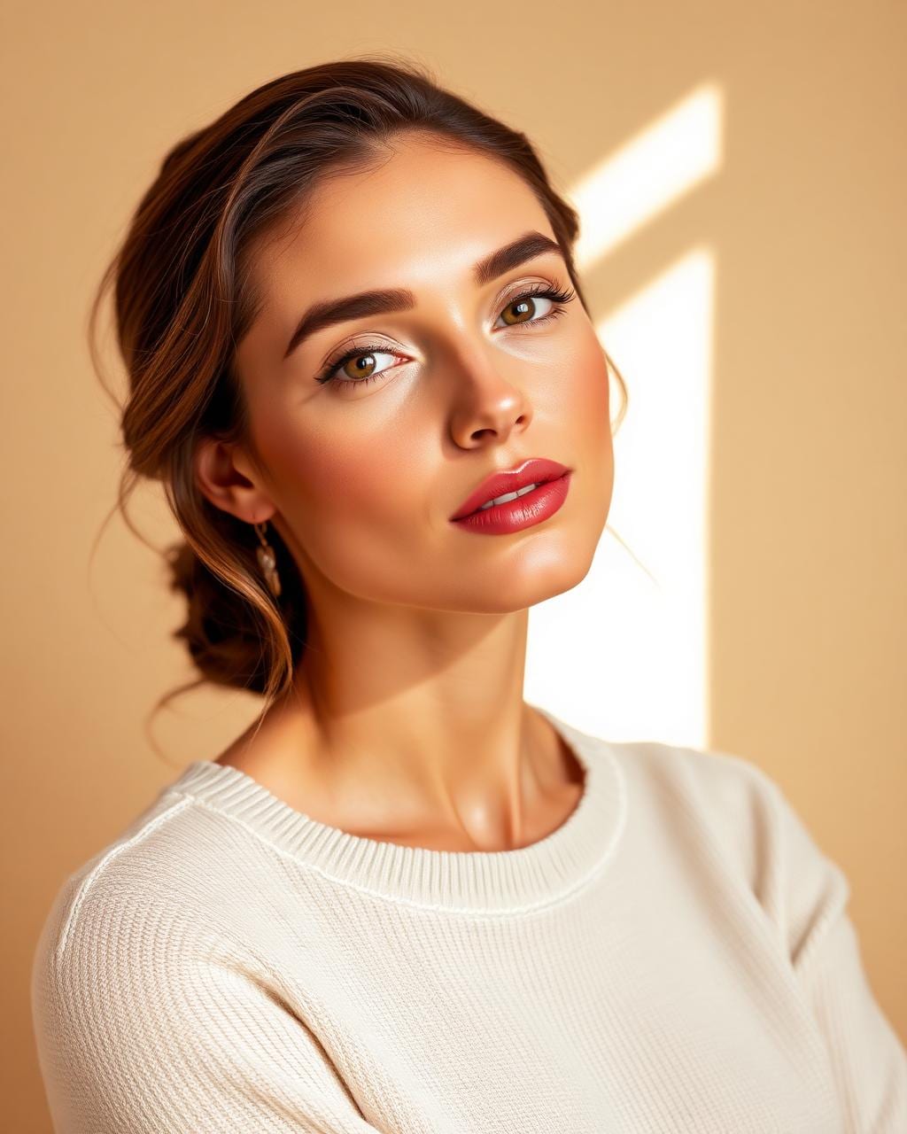 Same client after Kyara Luxe editorial makeup — sculpted contour, defined eyes and glossy neutral lip