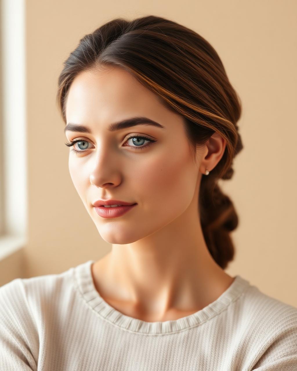 Client with bare skin and undone hair before a Kyara Luxe editorial makeup session in NYC